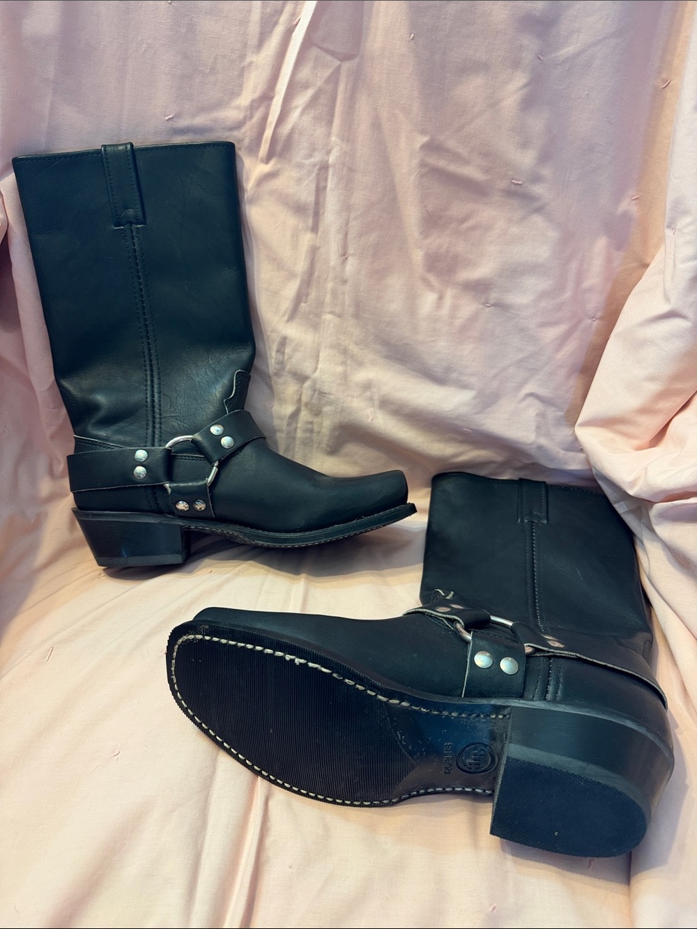 Double H Black Leather Harness Motorcycle Boots RARE #5008